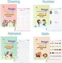 Load image into Gallery viewer, ✍️ Sank Magic Practice Book (4 BOOKS 📚, 1 PEN 🖊️, 1 GRIP , 10 REFILLS )🎁 FREE Magic Coloring Book