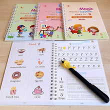 Load image into Gallery viewer, ✍️ Sank Magic Practice Book (4 BOOKS 📚, 1 PEN 🖊️, 1 GRIP , 10 REFILLS )🎁 FREE Magic Coloring Book