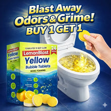 Load image into Gallery viewer, 🔥 Buy 1 Get 1 FREE!🔥 🍋 LemonBlast Yellow Bubble Tablets –Odor Eliminator + Blockage Remover 💥🧼