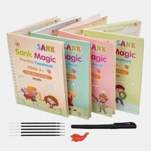 Load image into Gallery viewer, ✍️ Sank Magic Practice Book (4 BOOKS 📚, 1 PEN 🖊️, 1 GRIP , 10 REFILLS )🎁 FREE Magic Coloring Book
